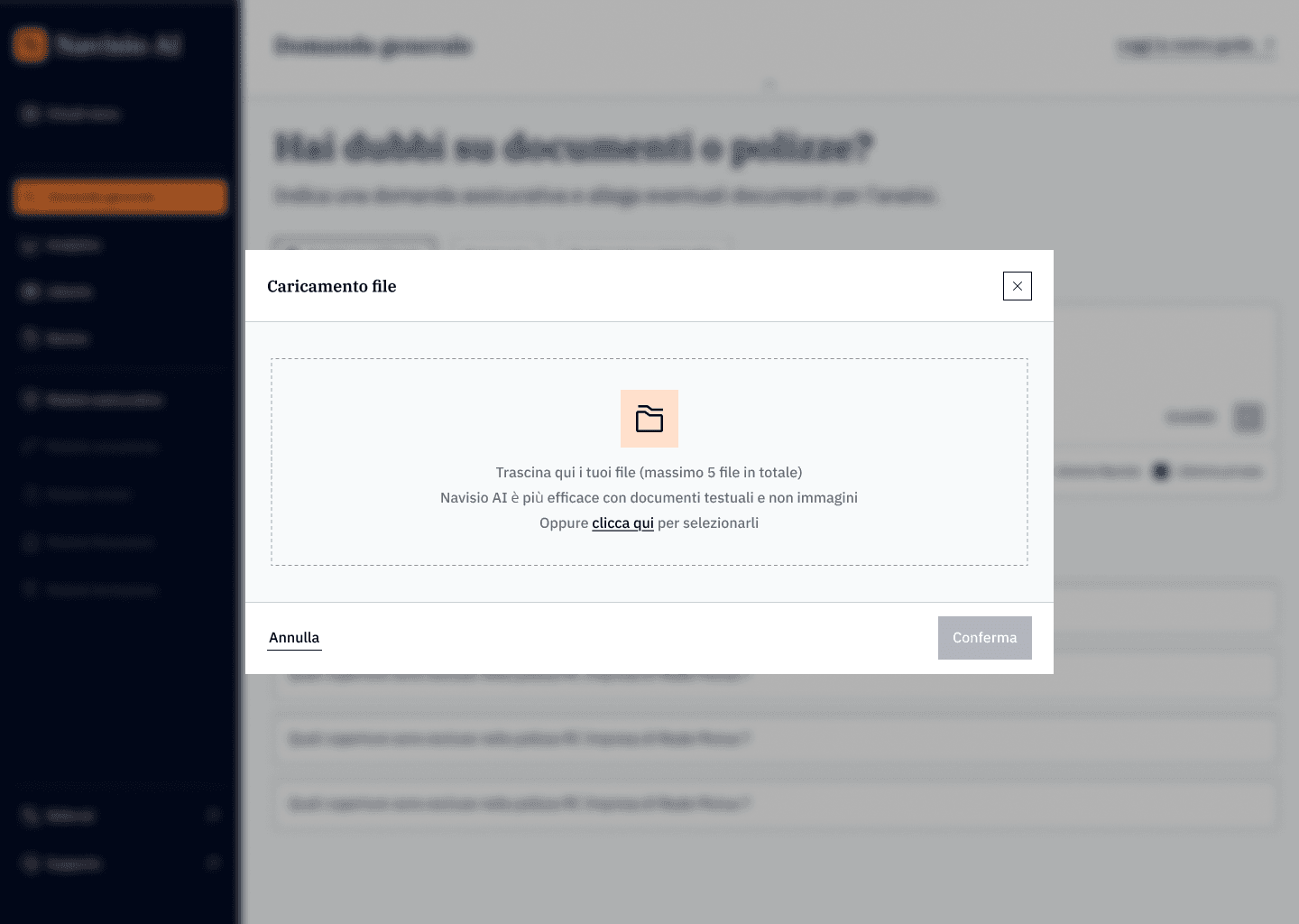 Upload file screen Upload file screen
